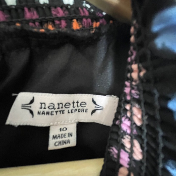 Nanette Lepore Multicolor Polka Dot Smocked High Neck Dress Size 10 - Picture 6 of 11